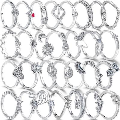 Red Heart Finger Ring Shining Zircon Rings Sparkling Zircon For Woman 925 Sterling Copper Wedding Engagement Party Luxury Gifts