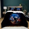 Movie Cartoon Sonic Duvet Cover Set 3 Pieces Bedding Set for Kids Soft Comfortable Quilt Cover with Pillowshams