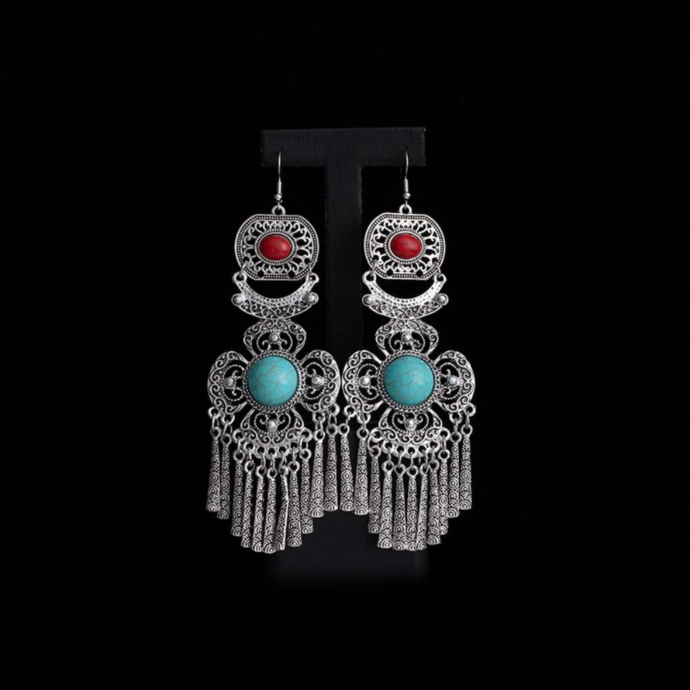 Luxury Rhinestone Pearls Ear Drop Zinc Zinc Alloy Ethnic Style Ear Studs Retro Tassel Earrings  Holiday
