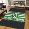 Custom Name Werder Bremen Flannel Pattern Square Carpet,Area Rug,Carpet Rug for Living Room Bedroom Sofa Playroom Decor,Non-slip Floor Mat