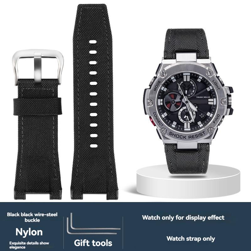 Voor Casio G-SHOCK GST-S130/S110/S120/W130L GST-210/B100/W300 Echt Lederen Horlogeband armband Mannen nylon Horlogeband 26mm
