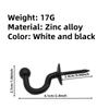 Modern Zinc Alloy Wall Hooks, White and Black, Easy Install, Contemporary Style Metal Curtain Hangers for Clothes, Bags, Towels, Door Beads