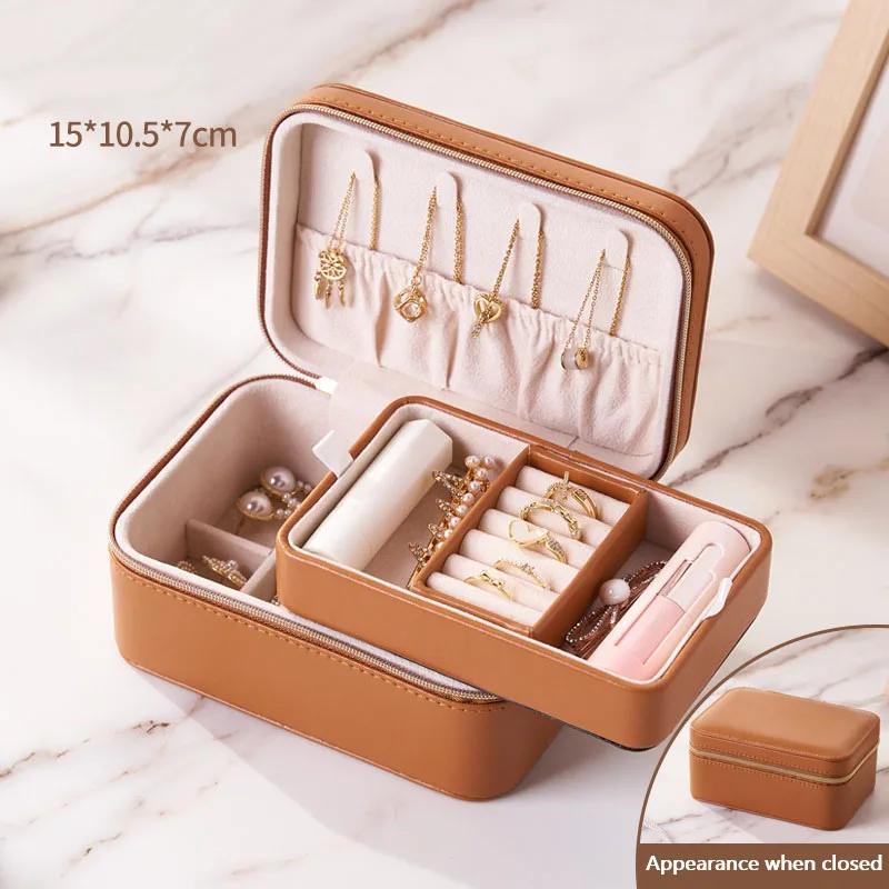 Jewelry Organizer Box Premium PU Leather Storage Case Travel Jewelry Box Portable Travel Case Display Storage Holder Boxes