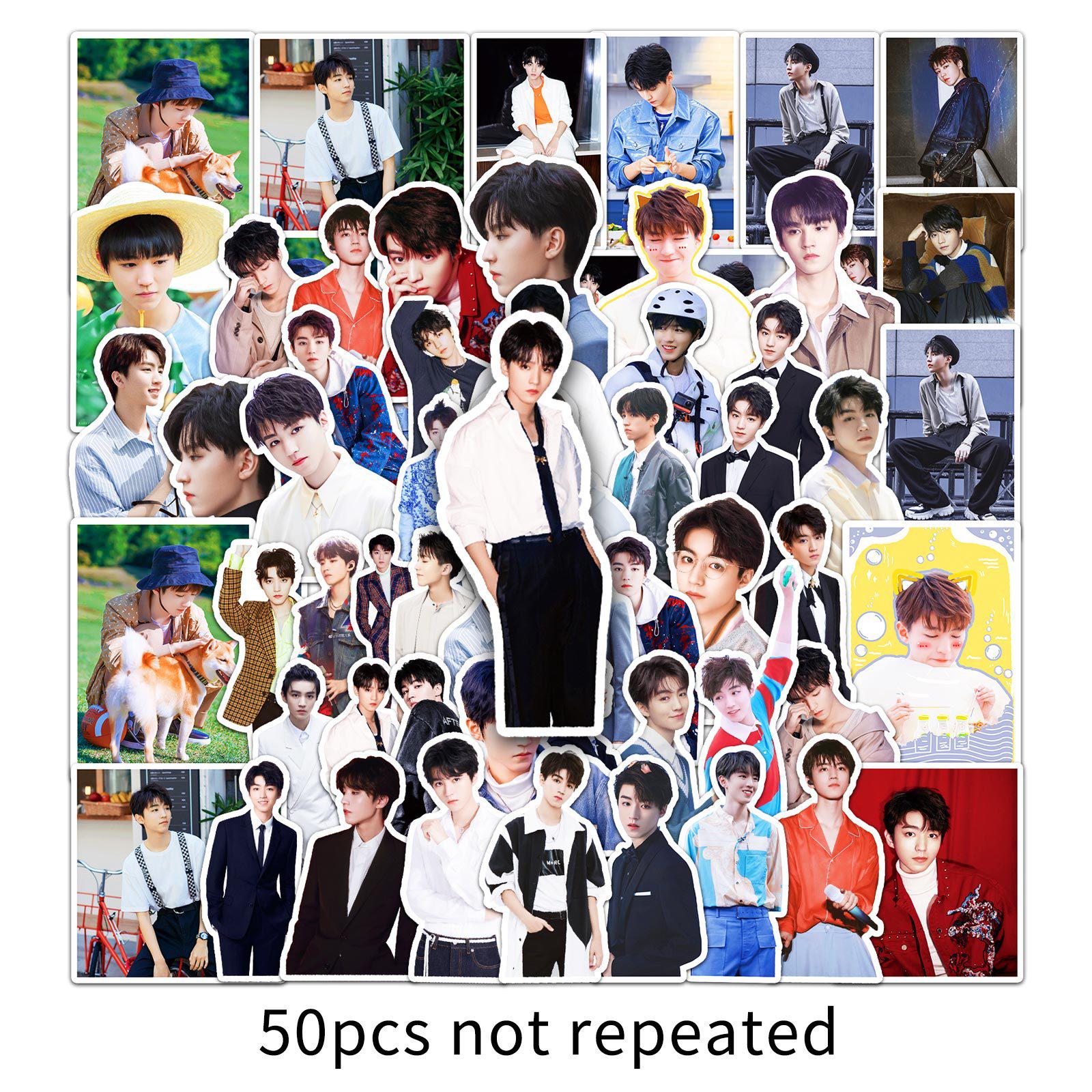 

Wang Junkai TFBOYS Waterproof Celebrity Stickers: 50 Sheets for Notebook, Planner, Suitcase