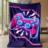 Neon Gaming Controller Theme blanket Lightweight Warm Flannel Blanket Decorative Throw Blanket for Home Decoration