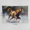Tapestry Wall Art Aesthetic Animals Snowfield Brown Horse Galloping Tapestry Wall Hanging Wall Decor for Bedroom Living Room