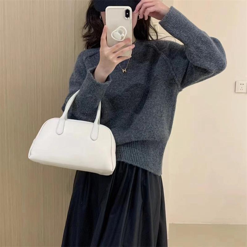 YYFS Dámská móda Ležérní Podzim Zima Jednobarevné svetry s dlouhým rukávem a výstřihem do O