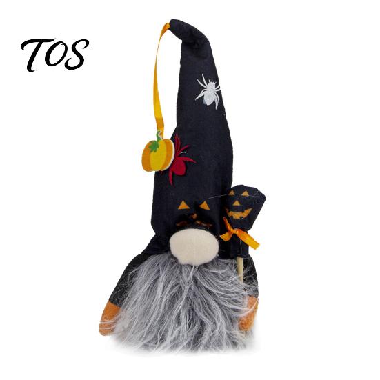 Halloween Plush Gnome Decorations Light Up Decoration, Spooky Orange Black Swedish Tomte Elf Figurine, Decorative Dolls for Fall Cute Glowing
