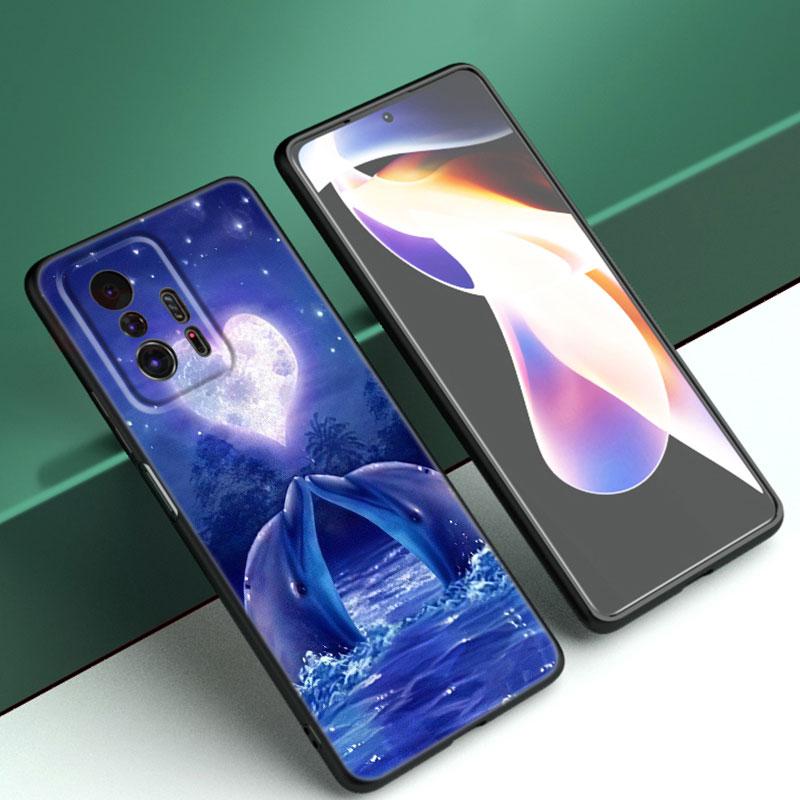 Ocean Golphin Dance Skaczące Etui na Telefon Dla Xiaomi Mi A2 8 9 SE Note 10 10T 11 12 Lite 9T 11T 12S 12T Pro A3 6X 12X Czarne Etui