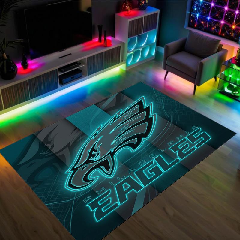 Tappeto in Cristallo Velluto Design Philadelphia Eagles Accogliente Non?Tappeto Stampato Antiscivolo per Camera da Letto Soggiorno Ingresso
