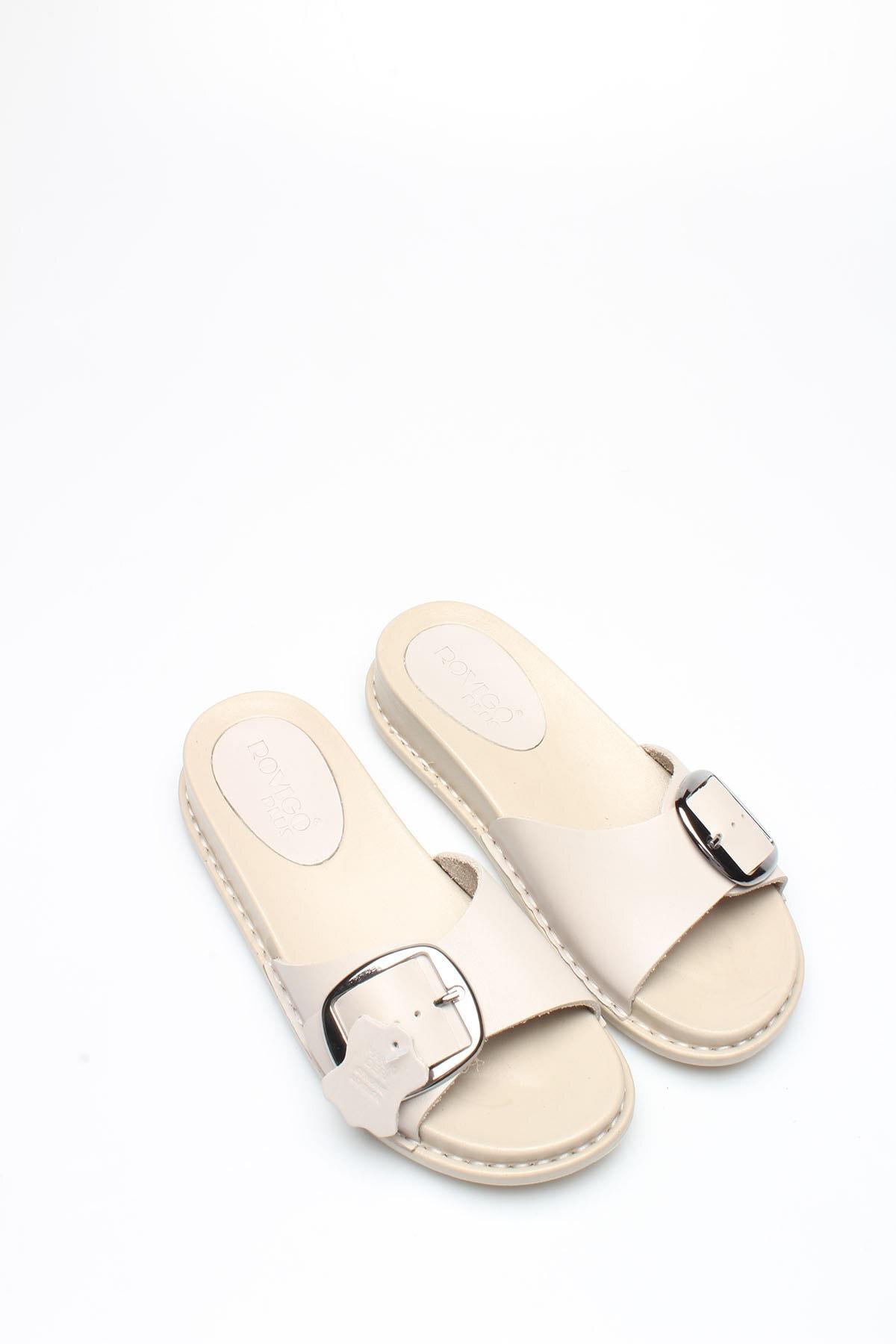 

P Beige Genuine Leather Women s Slippers 37 бежевий