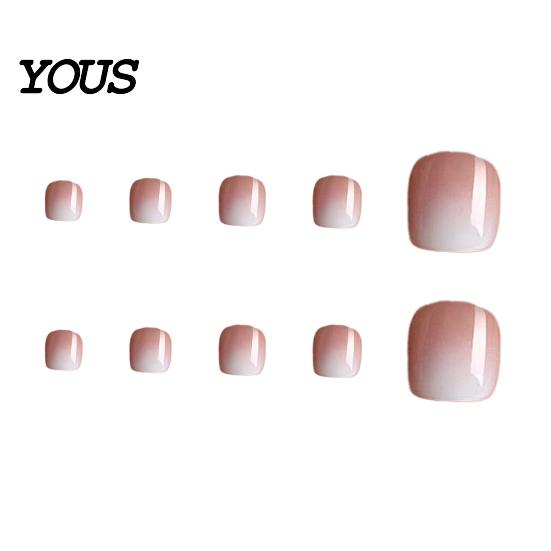 Stick-on Fake Toenails 120Pcs French Tip Press On for Women, Short Square Set Gel Nails, Reusable Removable Glue False Toe Nails DIY Pedicure