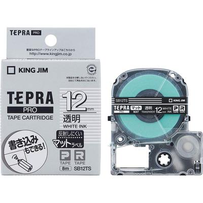 King Jim Genuine Tepra PRO Tape Matte 8m SB12TS Cartridge, Label, 12mm, Transparent/White Text,