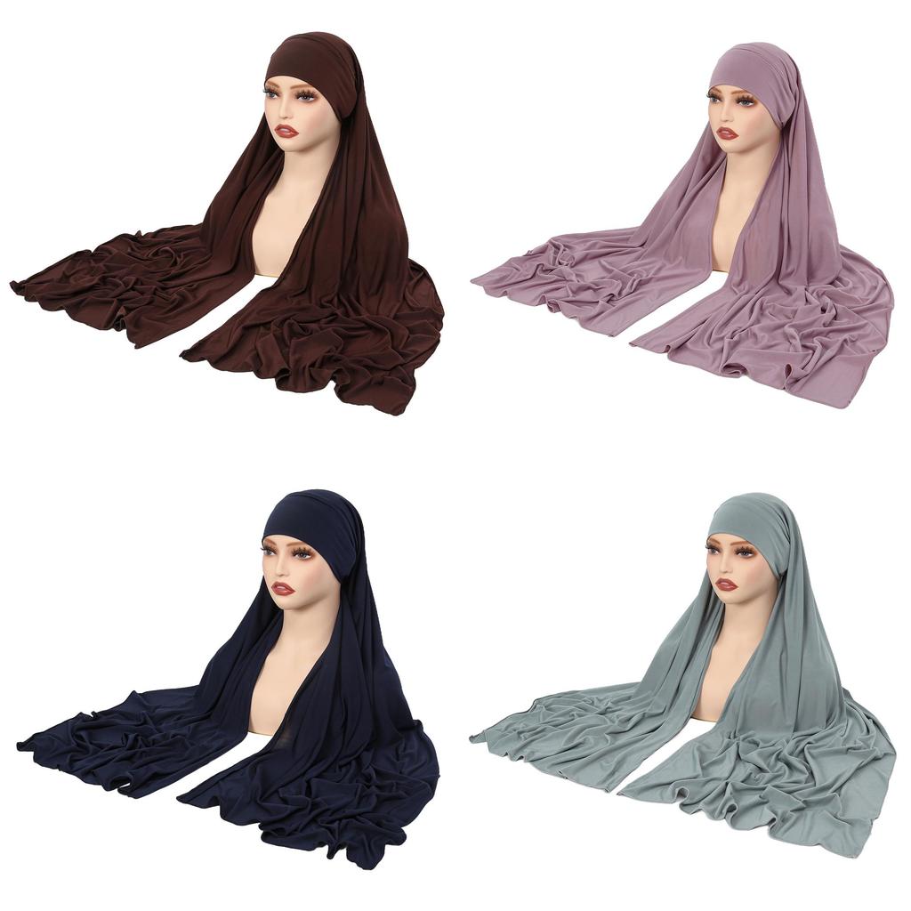 Monochrome Head Wrap Sweater Hat With Breathable Polyester For Women