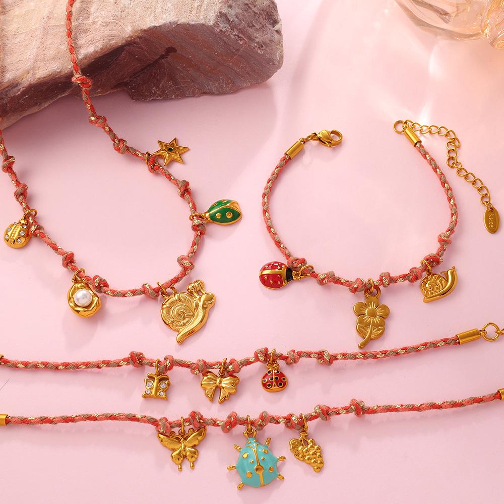European & American Cross-border Fashion Niche: DIY Flower Heart Pendant Bracelet & Necklace Set