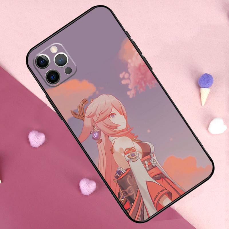 Genshin Impact Yae MIko Phone Case For iPhone 17 Pro Max 11 14 15 16 Pro Max Plus 13 12 Mini 16e 17 Air Back Cover