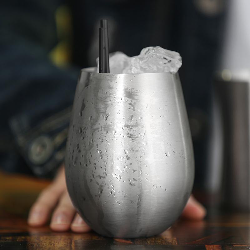 2 Stück Edelstahlbecher Bierkrug Weintumbler Große Bierbecher Cocktail- Weingläser Eiförmig Groß Kühl Metall Outdoor Trinkgeschirr