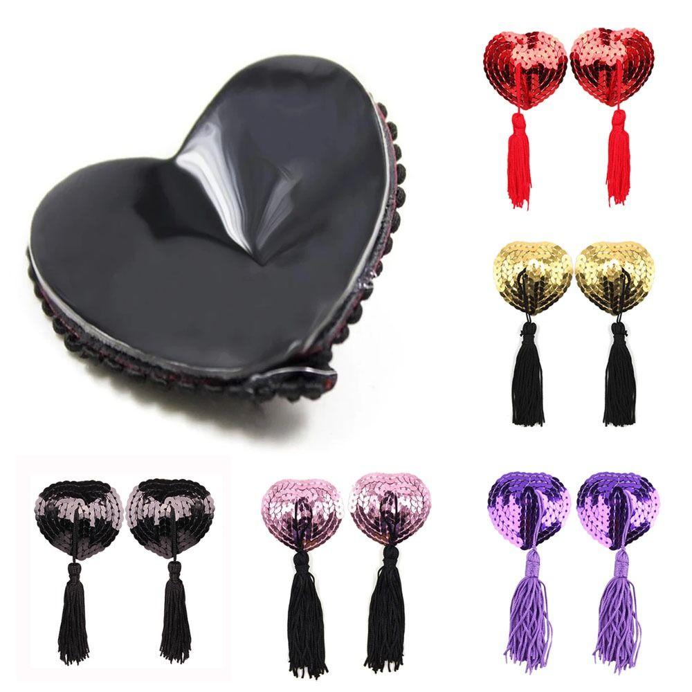 1 Pair Tassel Nipple Covers Breast Bra Womens Silicone Pasties New Heart Shape Bra