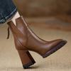 Fashion Women's High-heeled Ankle Boots  Fashion Pointed Toe Zipper British Retro Anti Slip Women's Short Boots Botas Mujer