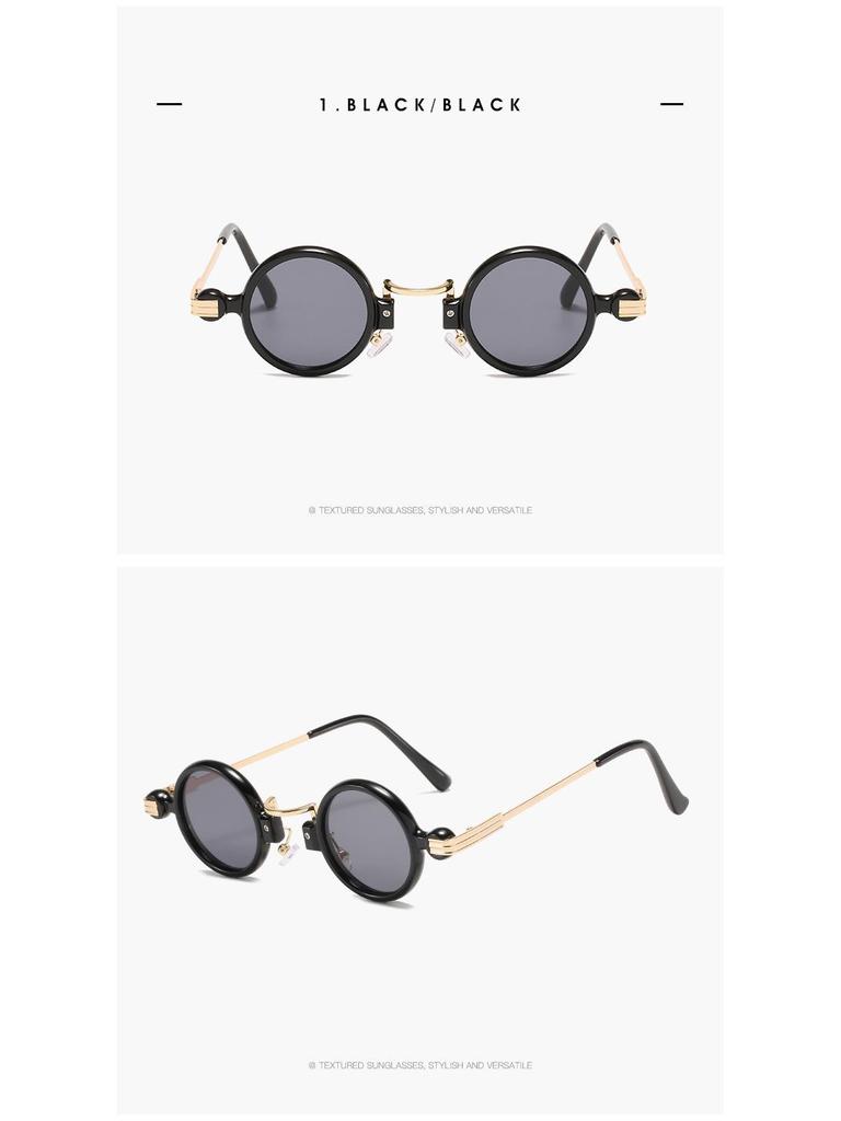 Europeiska & Amerikanska Retro Steampunk Runda Solglasögon - Små, Stilren Metall- & Plastdesign