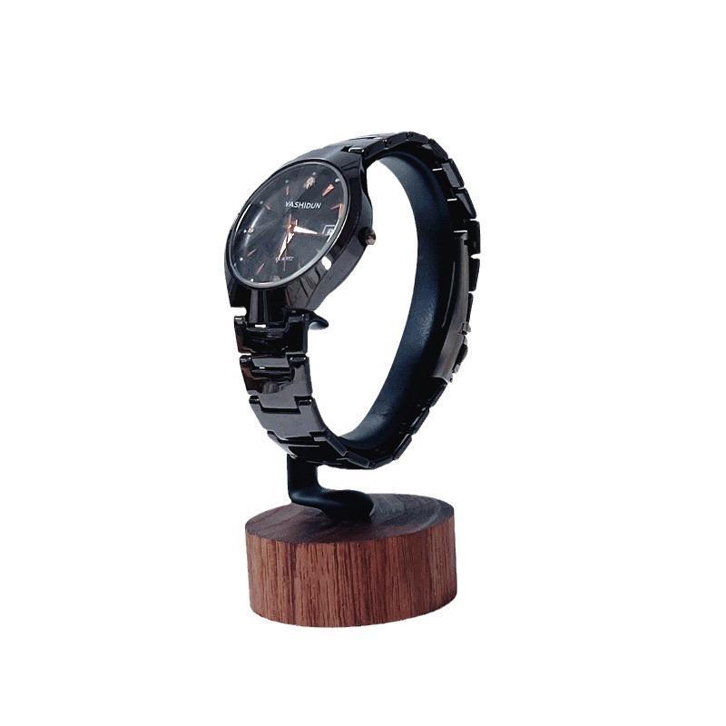 Wooden C-Shaped Watch Holder Single Slot Jewelry Bracelet Organizer Display Stand for Personal Use 1Pcs