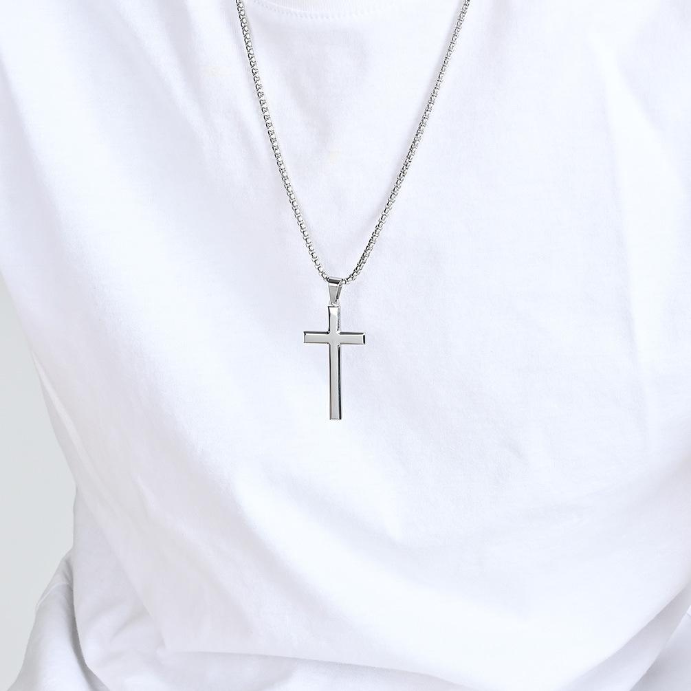 Ciondolo a Croce in Acciaio Inossidabile con Pendenza Minima Collana Stile Unisex per Uomo e Donna
