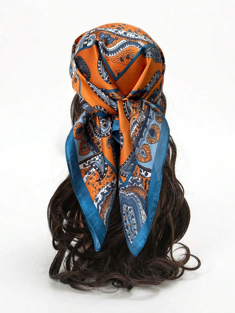 2024 New Fashion 70X70cmPrinted Women's Scarf Pashmina Silk Scarf Square Shawl Decorative Headband Neck Luxury Design Bandana