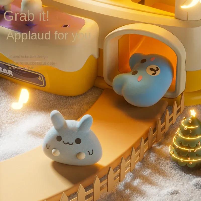 Machine à pinces automatique dessin animé Machine à poupées Jeu opéré par les enfants Jouet attrape-pinces miniature Machines à griffes Poupée musicale Pour cadeau Jouet