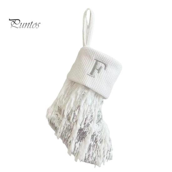 1ks vánoční bílá punčocha dopisní výšivka pletené ručně vyráběné opakovaně použitelné vánoční stromeček závěsný dárkový sáček punčochový přívěsek party sváteční dekorace