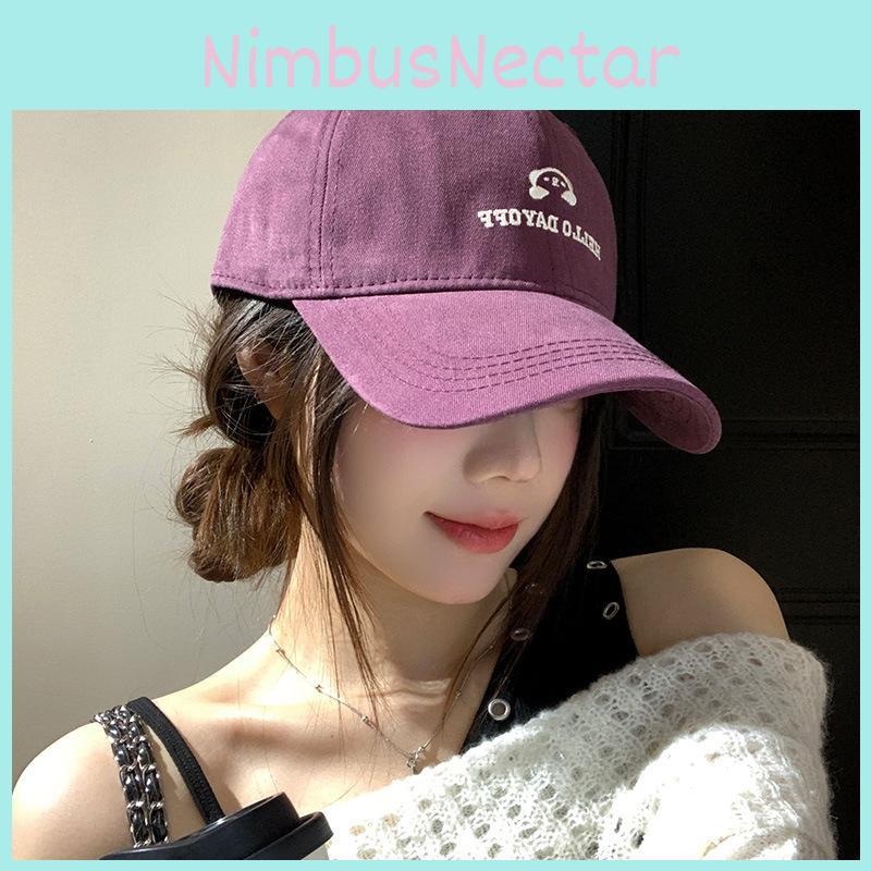 Trendy Purple Wide Brim Baseball Hat Women Soft Top Duckbill Cap Leisure Wear