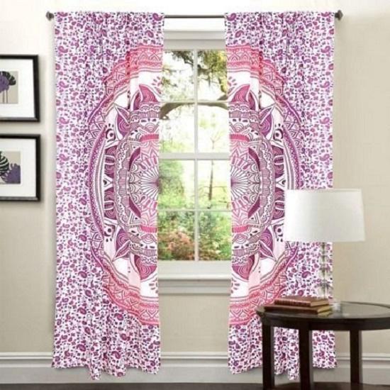 Mandala 100% cotton curtain, window and door treatment, mandala curtain panels,hippie bohemian home decor curtains,mandala tapestry curtains