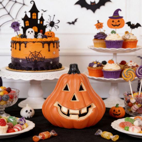 Halloween Light Up Pumpkin Decoration, Spooky Jack O Lantern Ornament for Window Display, Children Photo Prop for Party