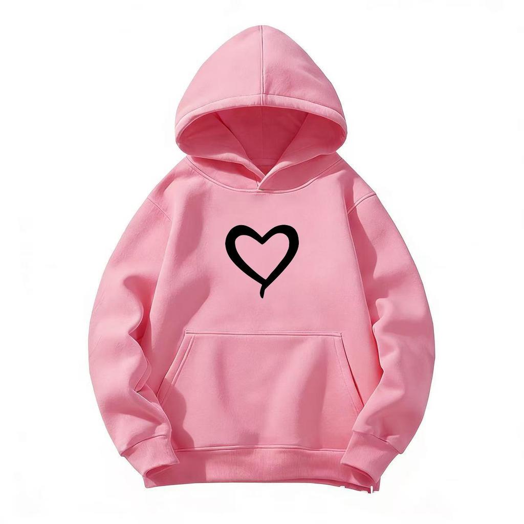 Unisex Kinder Gemütlicher Herz-Fleece-Hoodie - Lässiges Herbst-/Winter-Mode-Sweatshirt