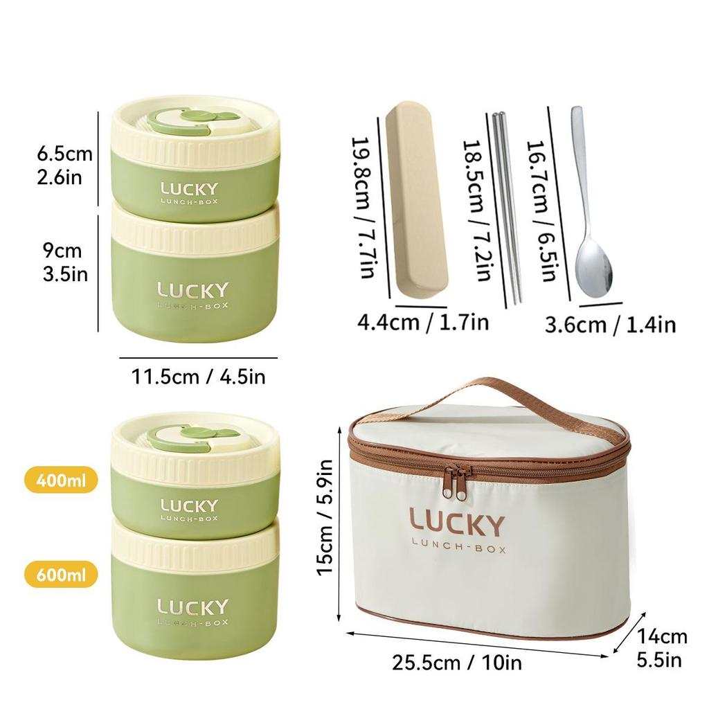 18/8 Stainless Steel Thermal Food Container Bento Lunch Box Set, Portable Keep Warm Lunch Container With Insulated Bag