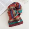 Soft Knitted Scarf Women Winter Warm Thick Striped Infinity Loop Vintage Color Block Style