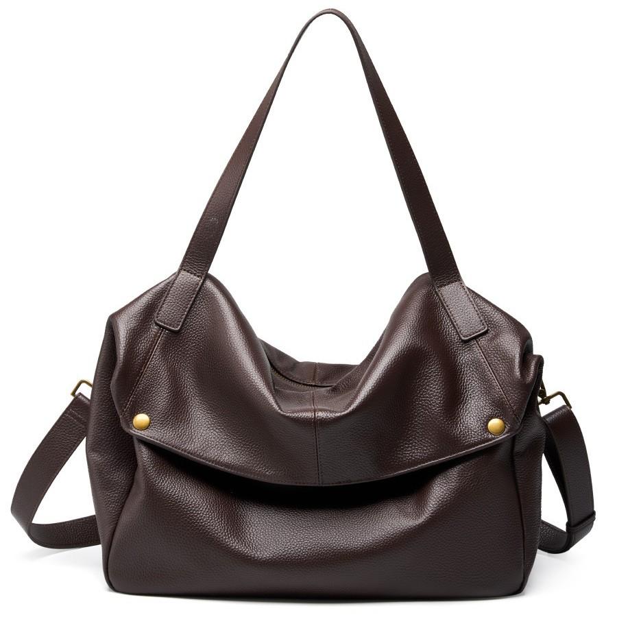Bolso Tote de Cuero Vacuno de Gran Capacidad Bolso de Hombro Versátil de Cuero Suave Bolso Casual para Mujer