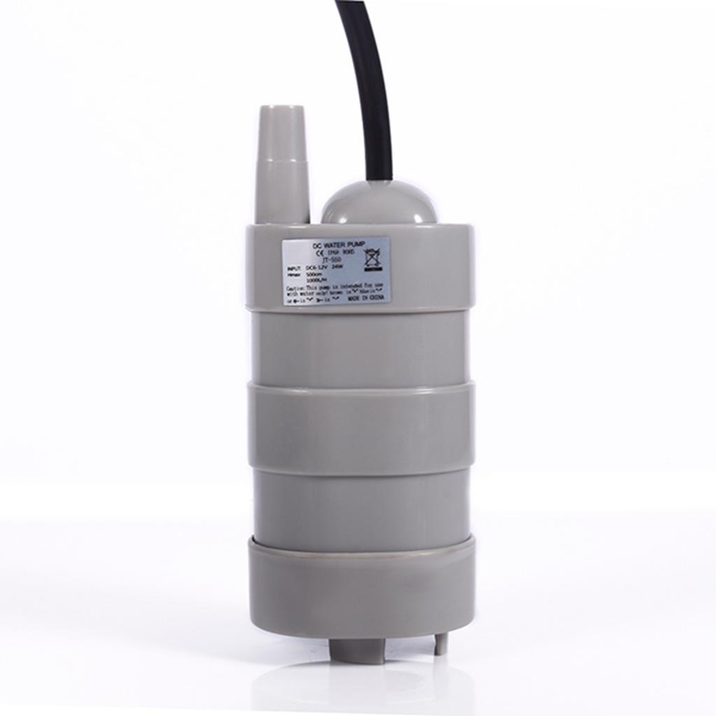 Mini DC 12V Vertikal Dränkbar Motor Vattenpump 5M 1000L/H med 1,5M Svart Blank Ledning