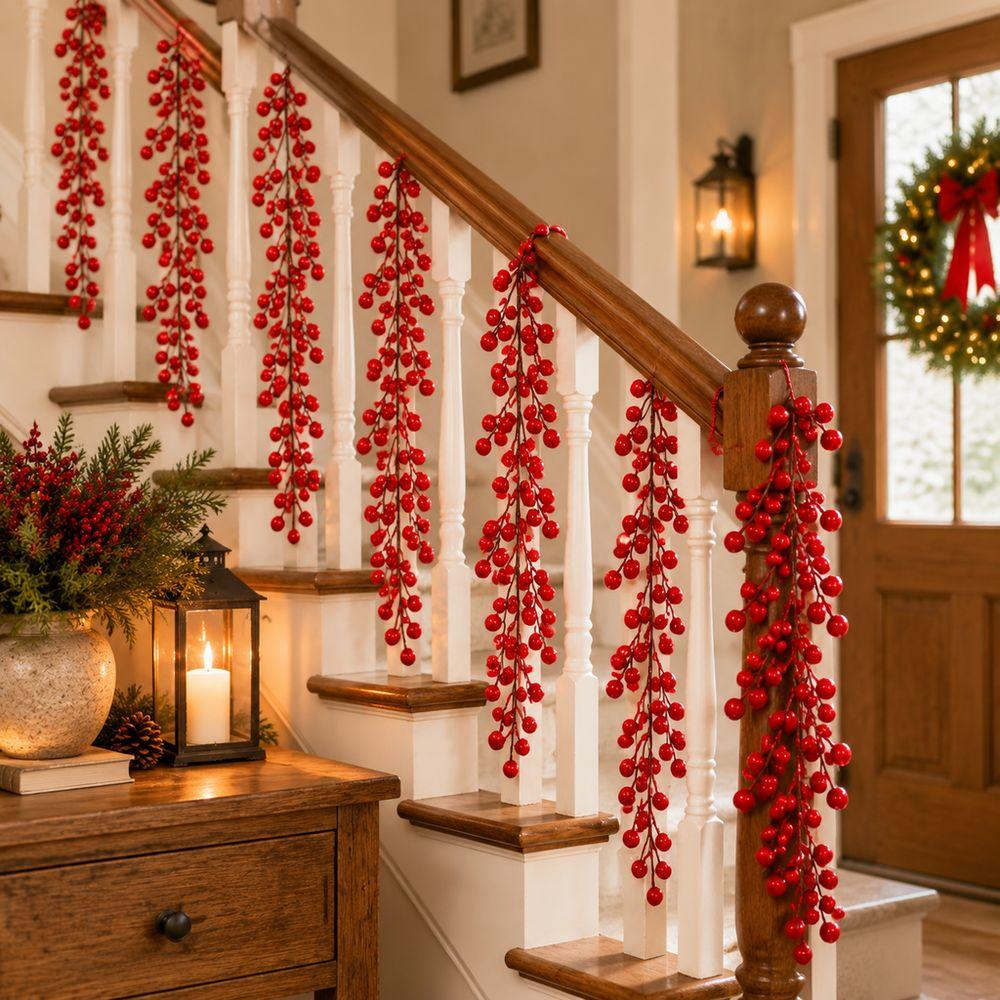 Red Faux Berry Vine Hanging Berry Garland Fashion Artificial Berry Vine Christmas Decoration