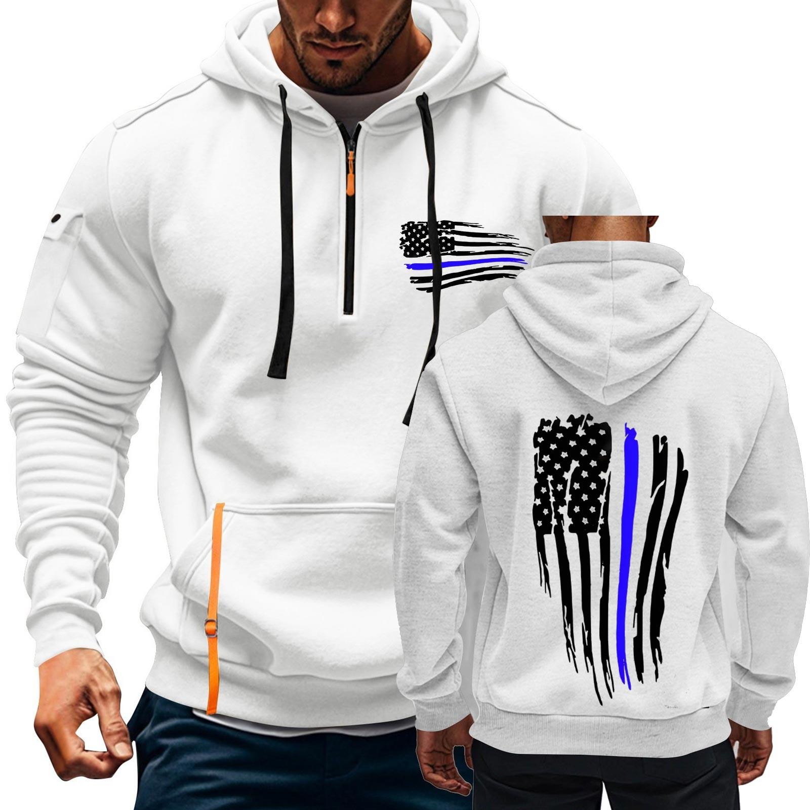 

улица. Толстовка с капюшоном Patrick s Green Flag Print для мужчин, пуловер на молнии для мужчин, спортивная повседневная толстовка больших размеров XXL белый