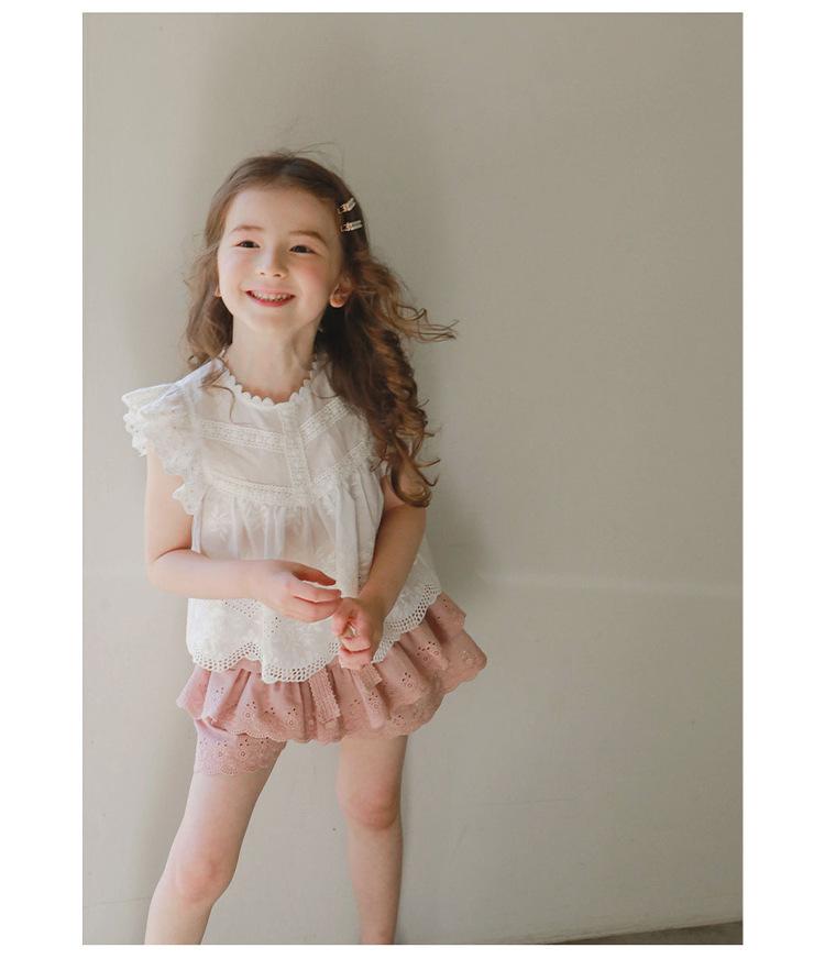 Girls' Lace Skirt Shorts - Lightweight Summer Cotton for Ages 3-10