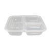 Disposable 3-Compartment Food Container with Flat Lid
