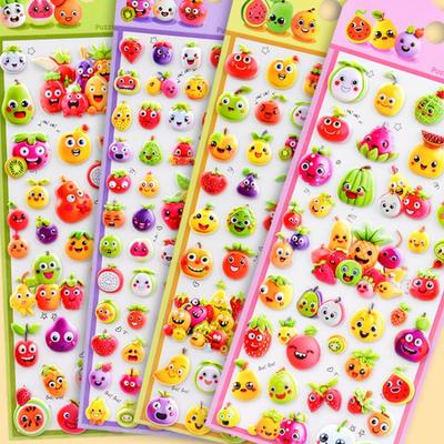10 Sheets 3D Puffy Stickers Fruit Vegetable Bulk Stickers Scrapbook Decoration Birthday Festival Gifts for Adult Boy Girl