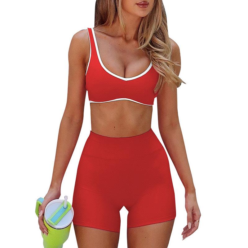Color Block Yoga & Pilates Quick-Dry Sports Bra & Workout Set