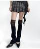 Japanese Style Mesh Patchwork Flared Leg Warmers - Light Gray Knit & White Ruched Tube Socks