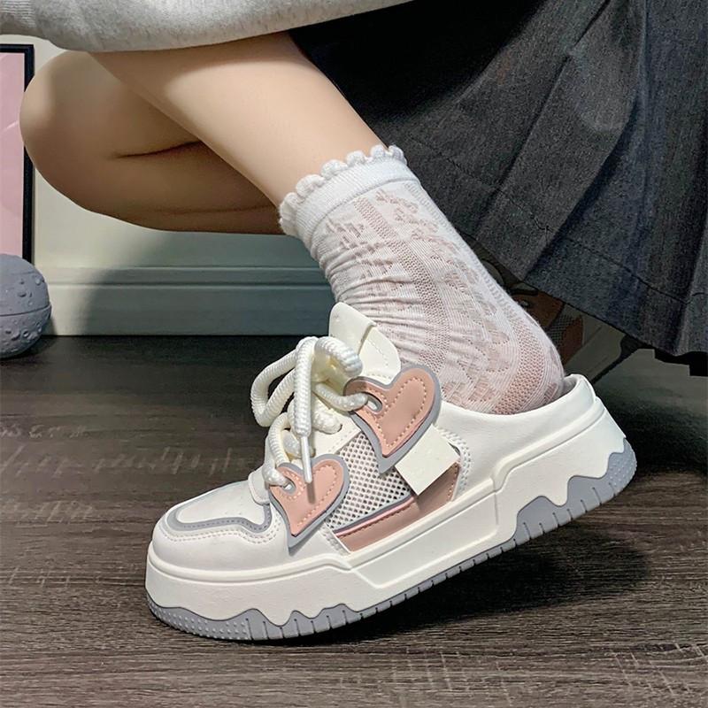 

Baotou slippers 2025 summer new mesh niche versatile shoes lazy pedal breathable little white shoes 40