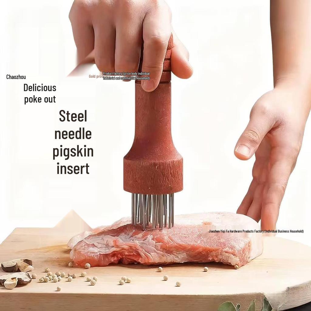 Stainless Steel Meat Tenderizer Tool - Piercing Hammer for Steak, Pork, and Pork Belly