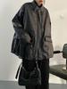 Winter Vintage Schwarz Punk Leder Jacke Frauen Streetwear Moto Biker Zipper Retro Mantel Neue Ästhetischen High Street Casual Oberbekleidung