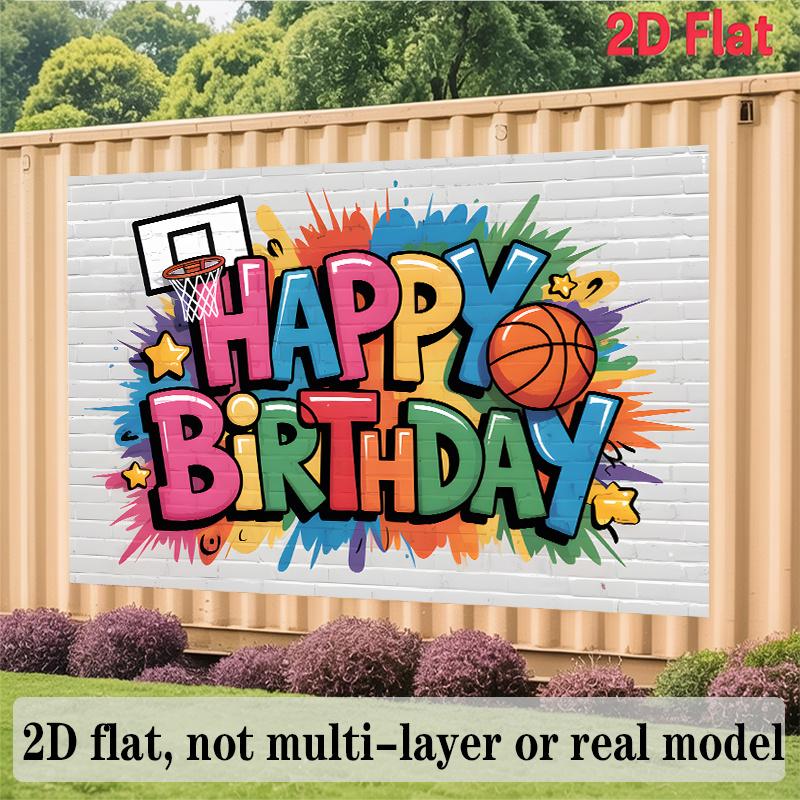 Basketball Birthday Banner, Sport Theme Backdrop Wall Decor for Party