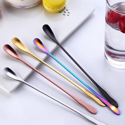 Ice Cream Rainbow Long Handle Dinnerware Dessert Scoop Stainless Steel Tableware Stir Spoon
