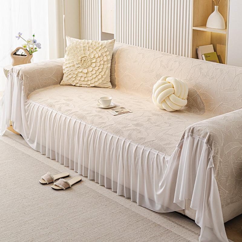 European Style Light Luxury Sofa Cover Chenille Light Yarn Skirt Settee Towel Comfortable Non Slip Fashion Living Room Decor